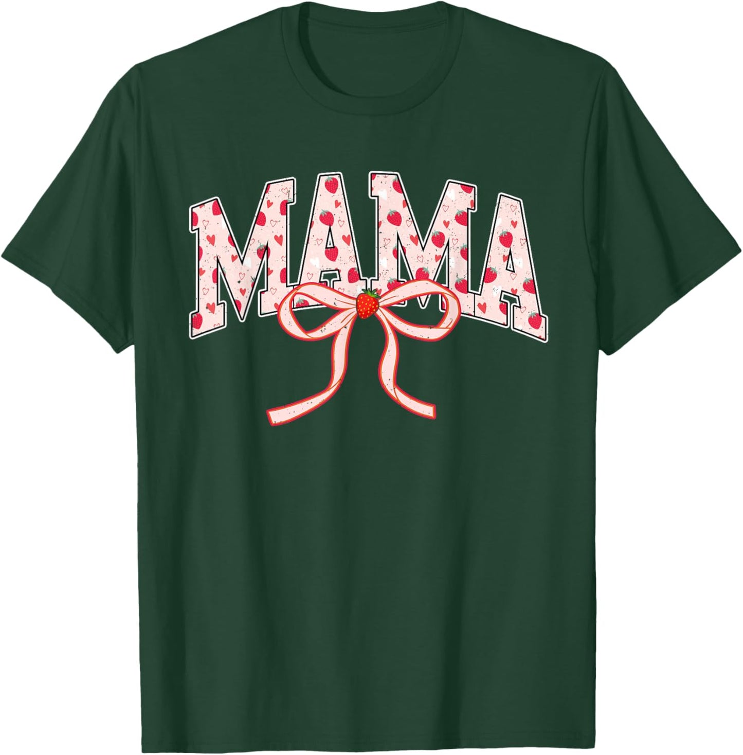 Mama Strawberry Coquette Bow Matching Family T-Shirt - T-Shirt | Forest