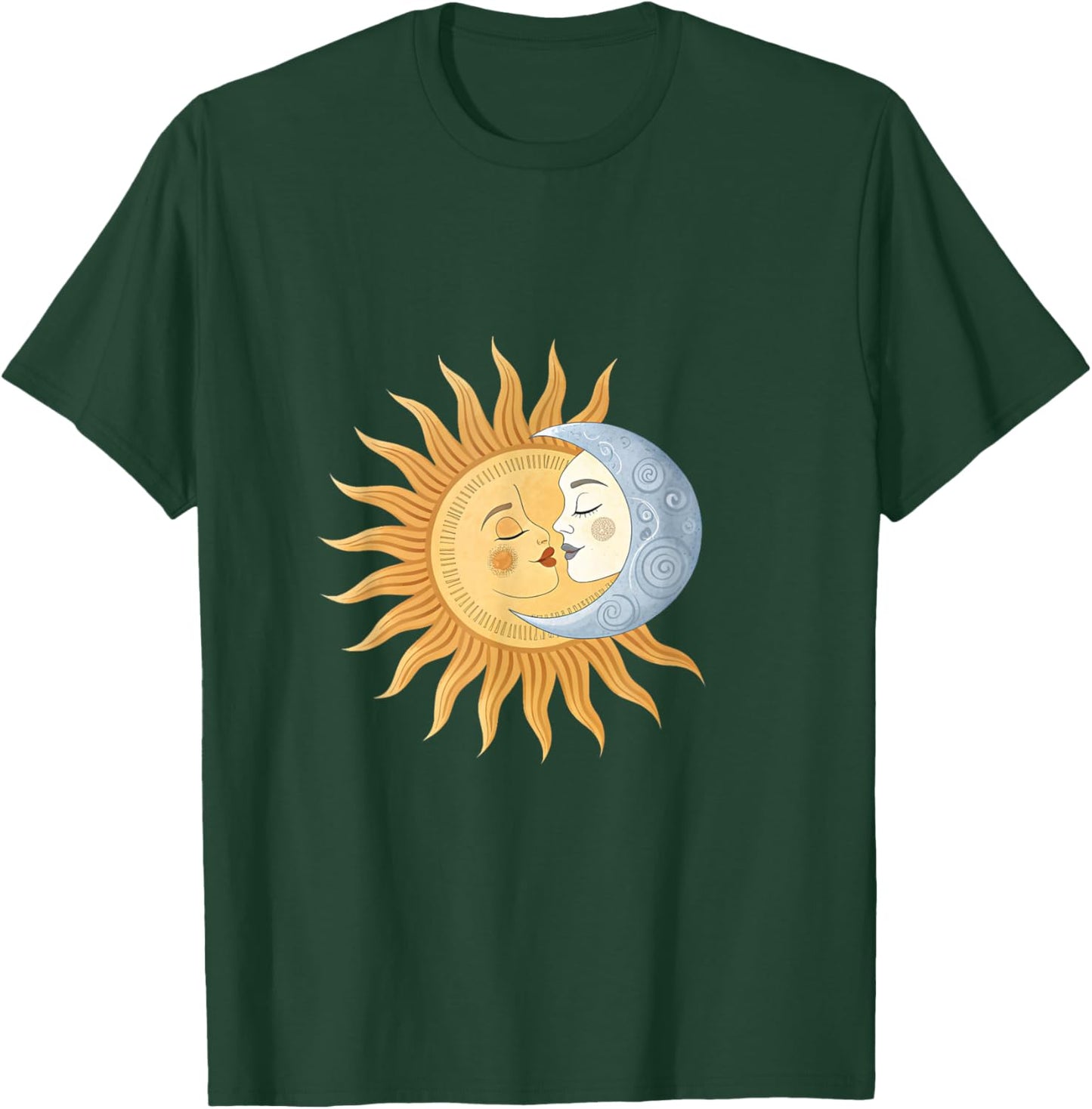 Sun and Moon Kissing Celestial Harmony Romance T-Shirt - T-Shirt | Forest