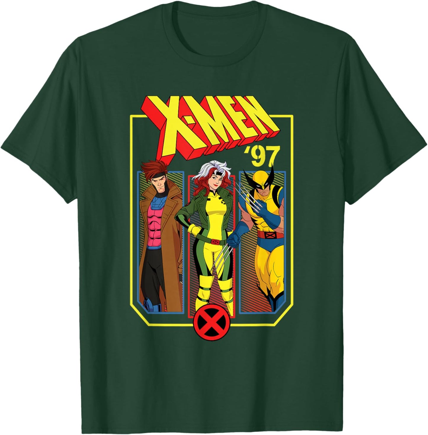 Marvel X-Men '97 Gambit Rogue Wolverine Comic Box T-Shirt - T-Shirt | Forest