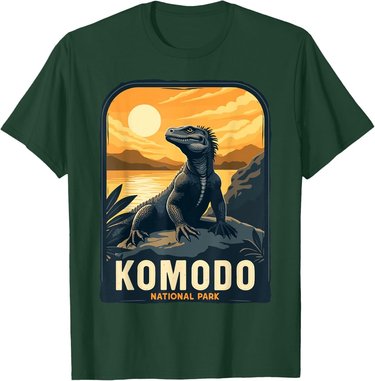 Komodo National Park Indonesia Retro Komodo Dragon T-Shirt - T-Shirt | Forest