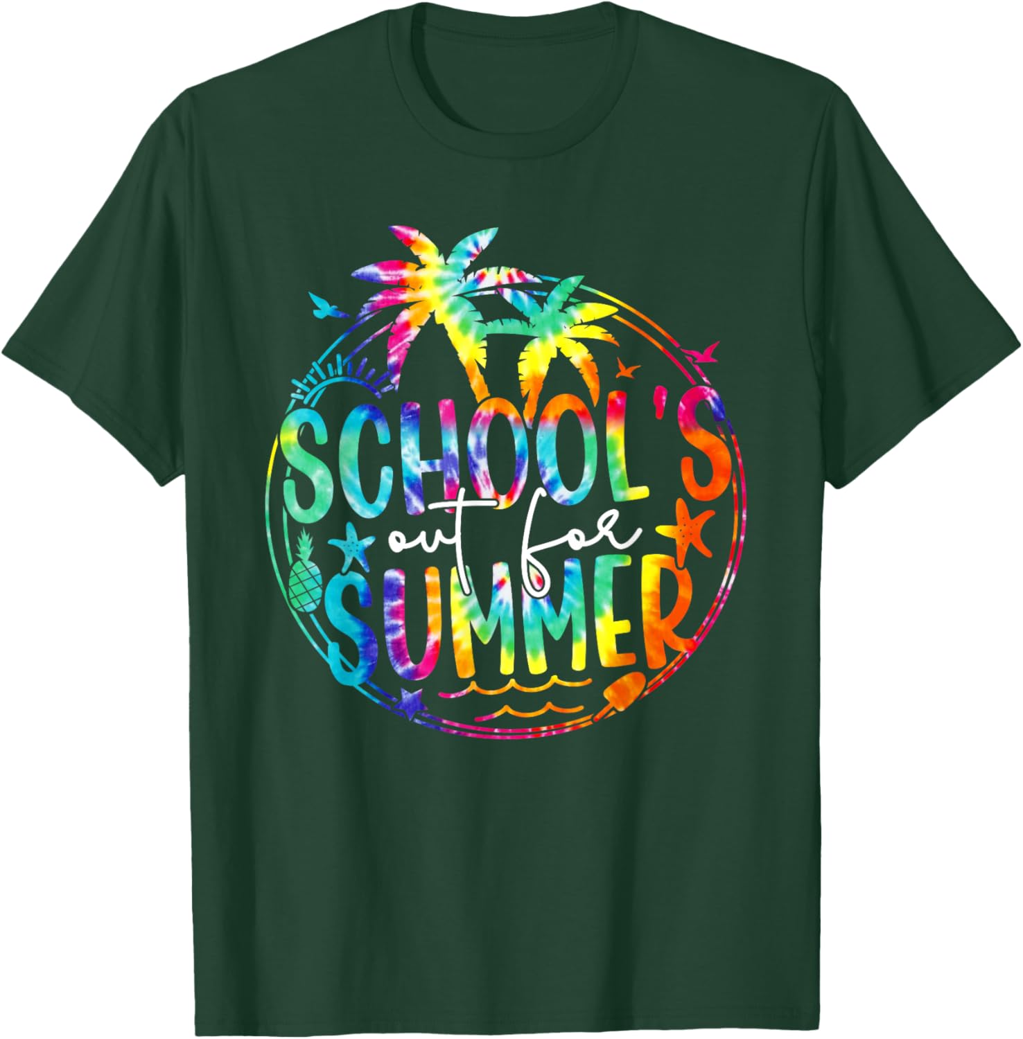Tie Dye School's Out For Summer Last Day Of School Teacher T-Shirt - T-Shirt | Forest