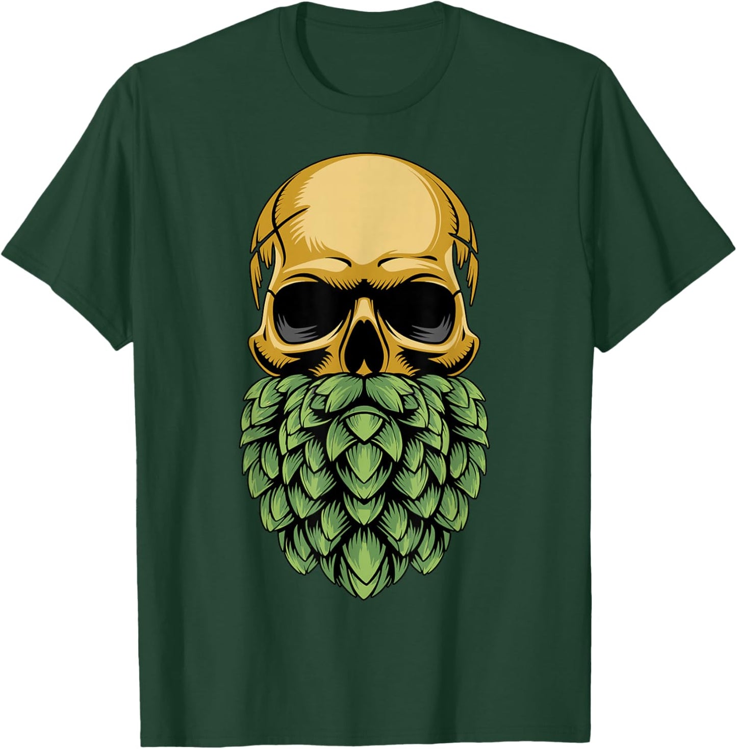 Hop Beard Skull with Hops Beard Craft Beer T-Shirt - T-Shirt | Forest