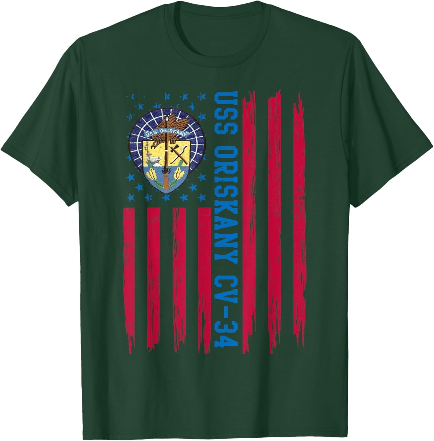 USS Oriskany CV-34 American Flag Aircraft Carrier Veteran Women Men T-Shirt - T-Shirt | Forest