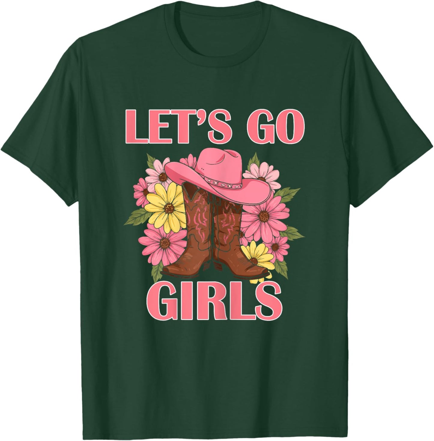 Let's Go Girls Retro Rodeo Western Love Country Cowgirl T-Shirt - T-Shirt | Forest