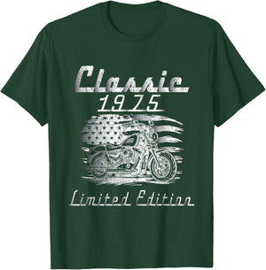 Classic 1975 Limited Edition Retro Motorcycle 50th Birthday T-Shirt - T-Shirt | Forest