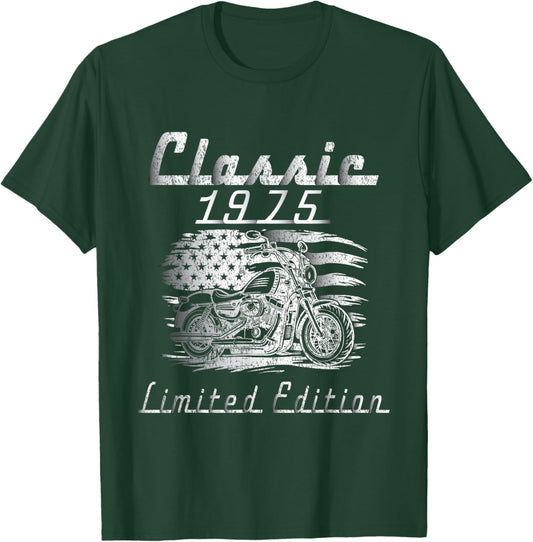 Classic 1975 Limited Edition Retro Motorcycle 50th Birthday T-Shirt - T-Shirt | Forest