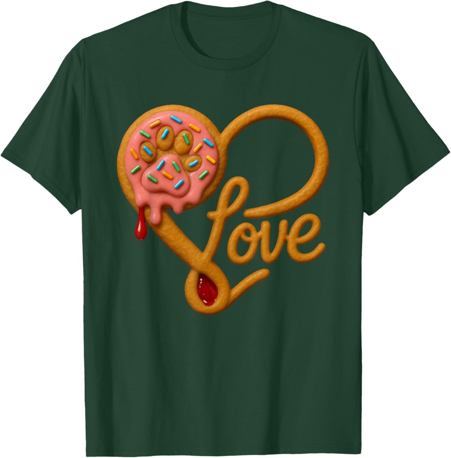 Cute Love Dogs Strawberry Donut Drip Pawprint for Dog Lovers T-Shirt - T-Shirt | Forest