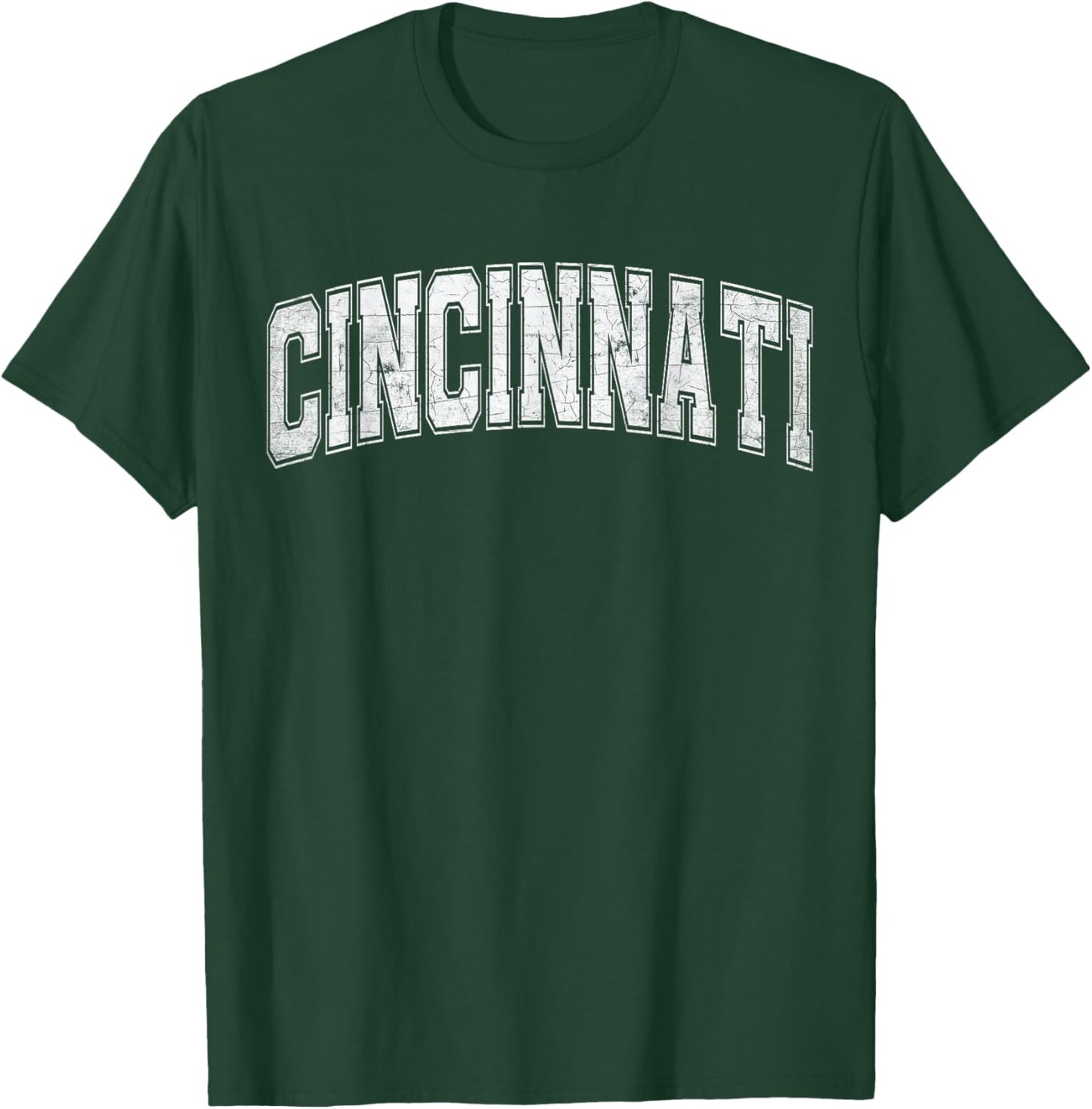 Cincinnati White Vintage Style Retro Text T-Shirt - T-Shirt | Forest