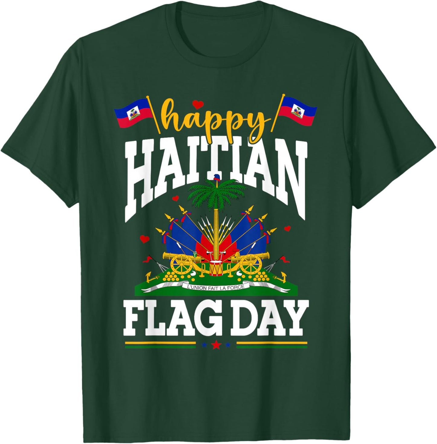 Happy Haitian Flag Day Haiti Independence Day Men Women Kids T-Shirt - T-Shirt | Forest