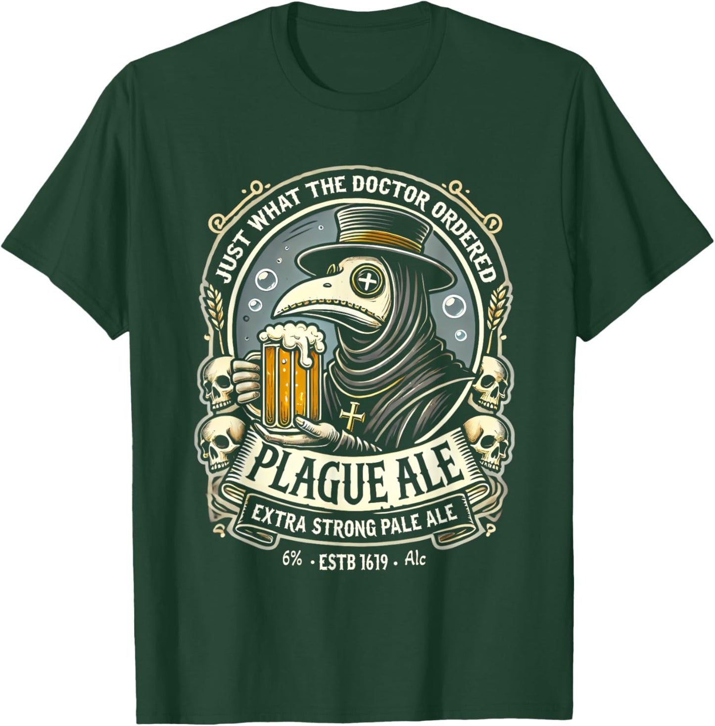 Plague Ale Gothic Occult Beer Parody Funny Plague Doctor T-Shirt - T-Shirt | Forest