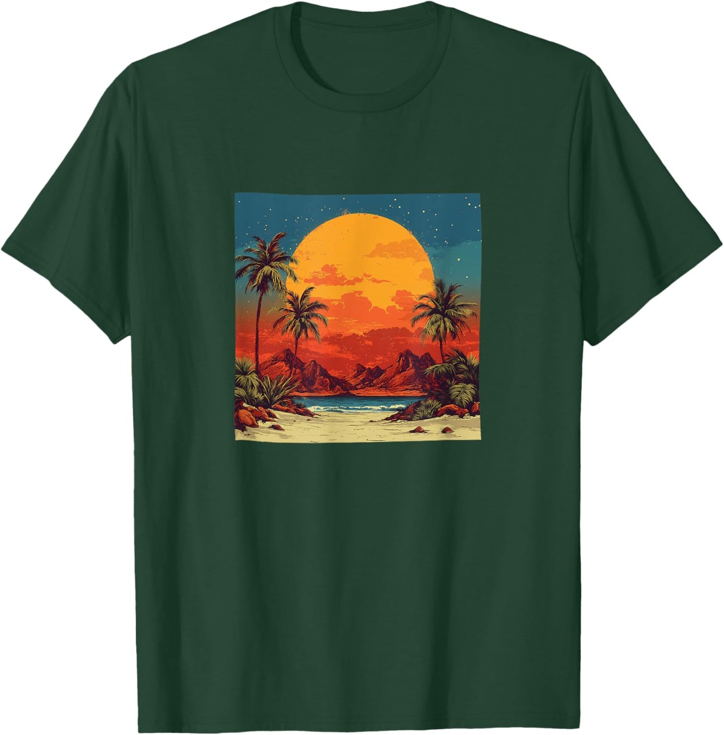 Desert Oasis Vintage Landscape Graphic T-Shirt - T-Shirt | Forest