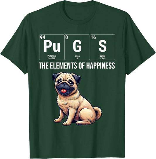Pugs The Elements Of Happiness Periodic Table Chemistry T-Shirt - T-Shirt | Forest