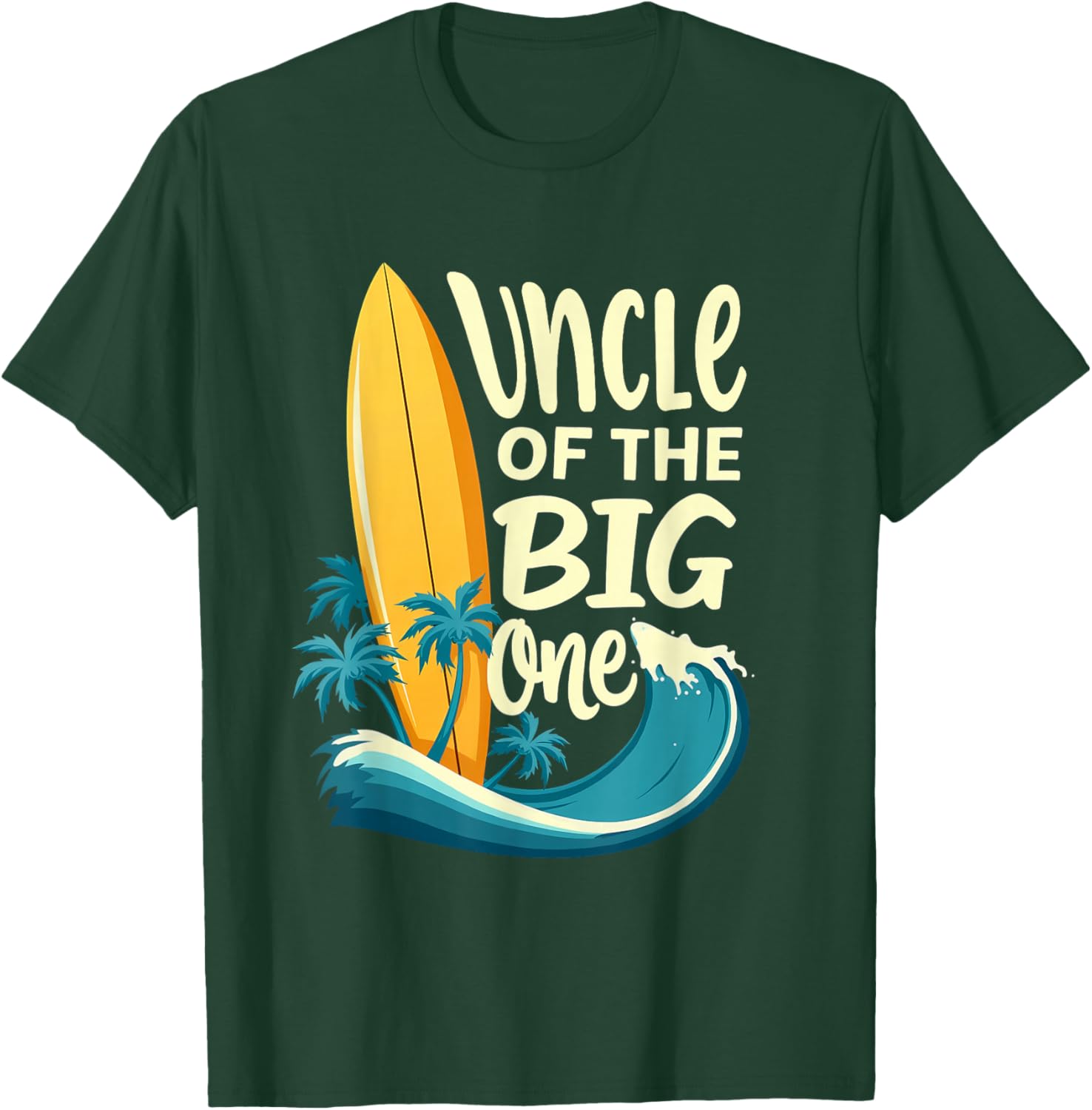 1st Birthday Surfer Uncle of The Big One Surfing T-Shirt - T-Shirt | Forest