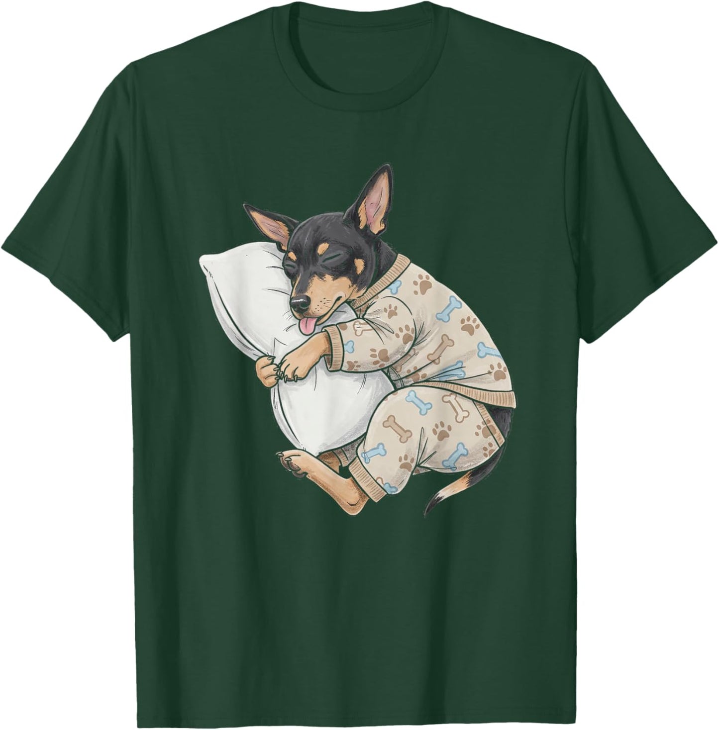 Funny Sleepy Rat Terrier Pajama Men Women Kids T-Shirt - T-Shirt | Forest