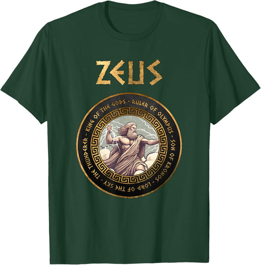 Agema Apparel Zeus Greek God Ancient Greek Mythology , Small, Black T-Shirt - T-Shirt | Forest