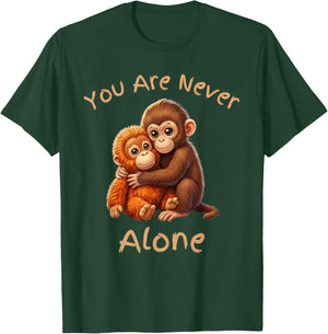You are Never Alone Monkey Orangutan Hug Cute Friendship T-Shirt - T-Shirt | Forest