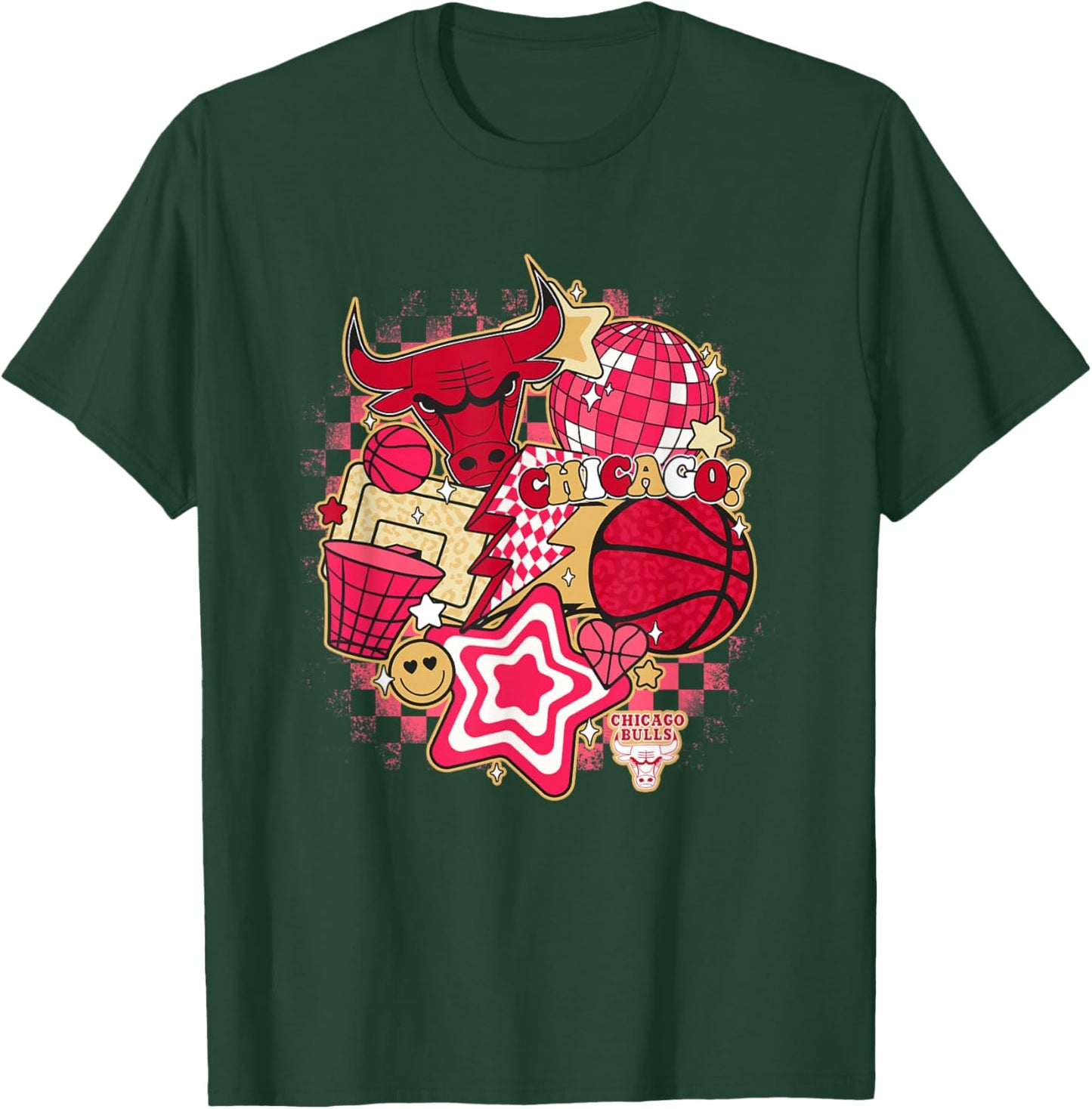 NBA Chicago Bulls Psychedelic Basketball Collage T-Shirt - T-Shirt | Forest
