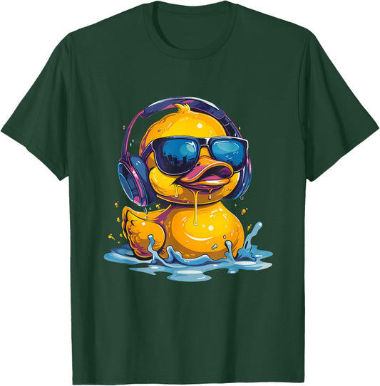 Rubber Duck Techno DJ Rubber Duckling Music Headphones T-Shirt - T-Shirt | Forest
