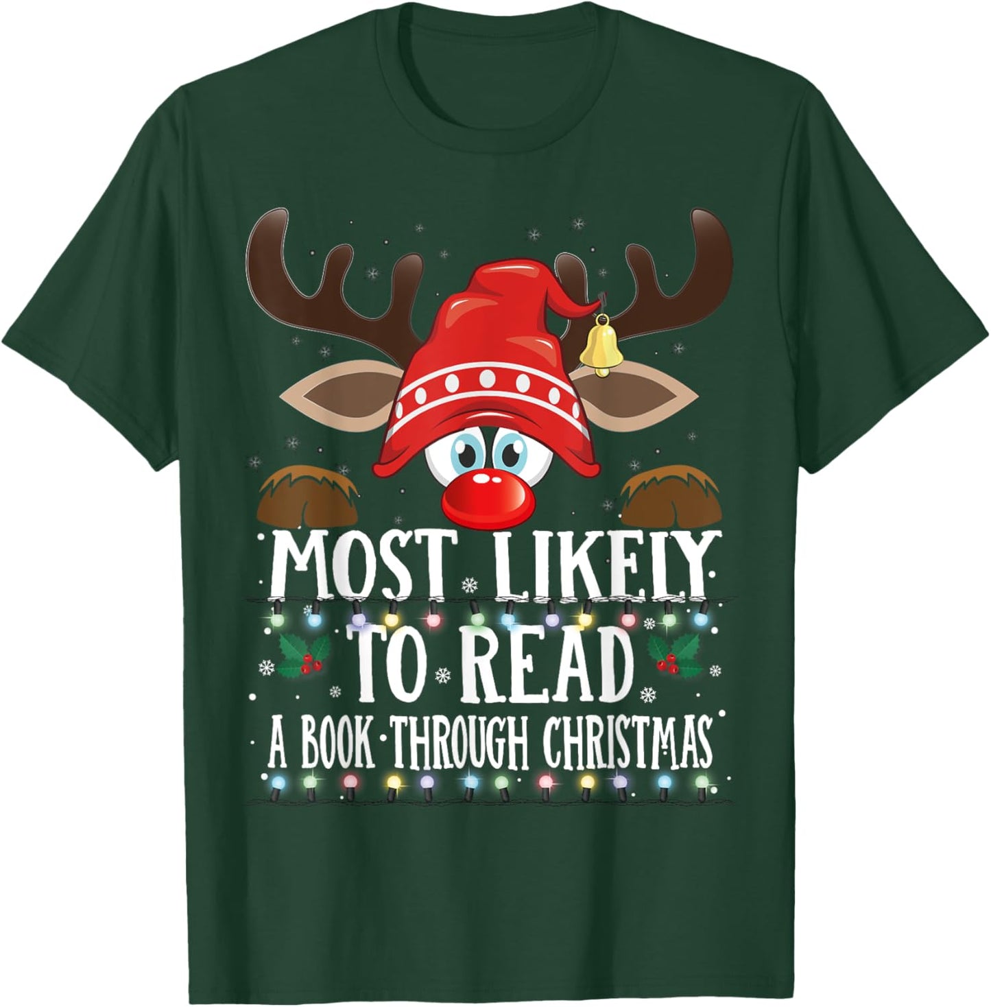 Christmas Matching Most Likely To Read A Book PJS T-Shirt - T-Shirt | Forest