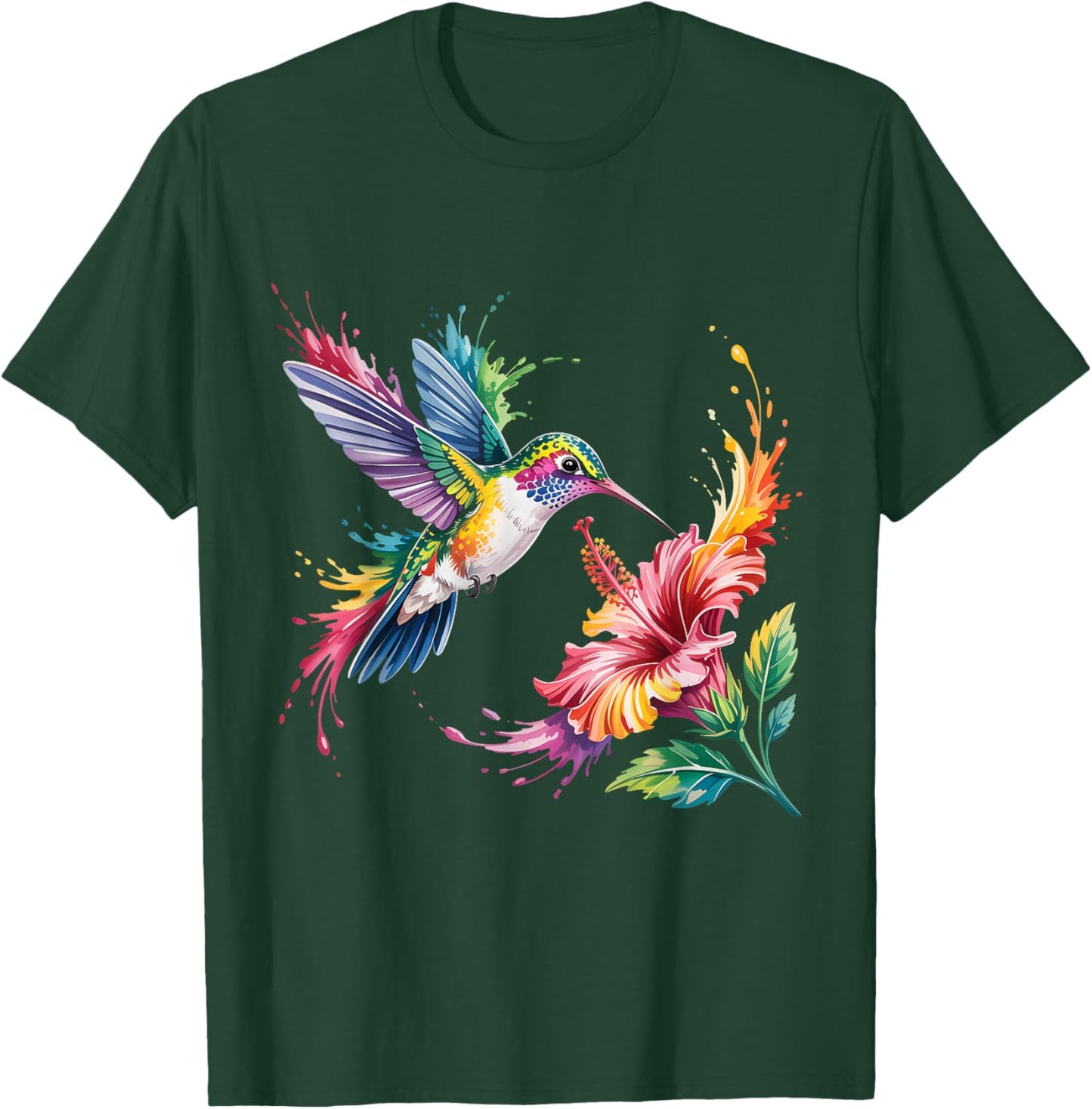 Hummingbird Animal Lover Nature Graphic Art Tropical Bird T-Shirt - T-Shirt | Forest