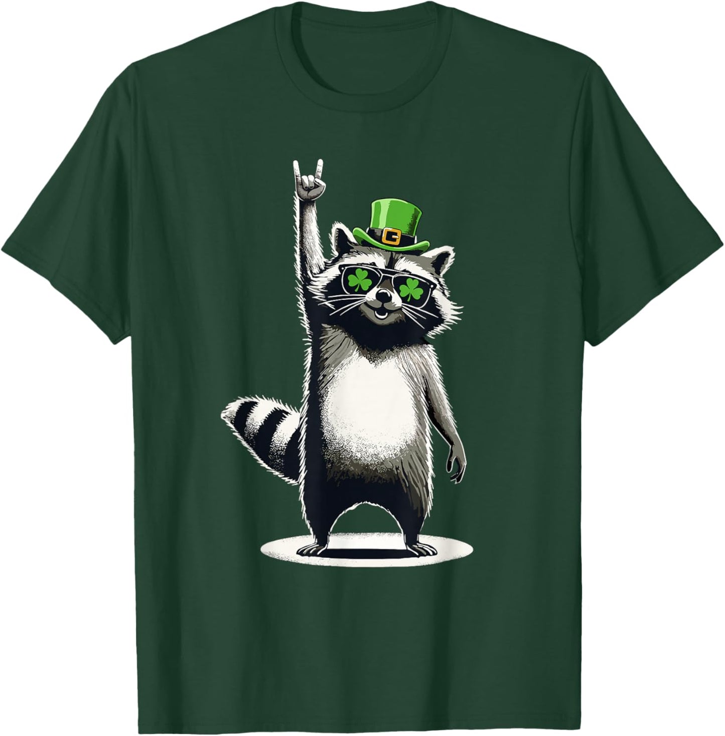 Raccoon St. Patty's Shamrock Funny St. Patrick's Day T-Shirt - T-Shirt | Forest