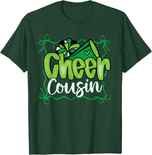 Green Coquette Pom Poms Bow Cheer Cousin Cheerleader Girl T-Shirt - T-Shirt | Forest