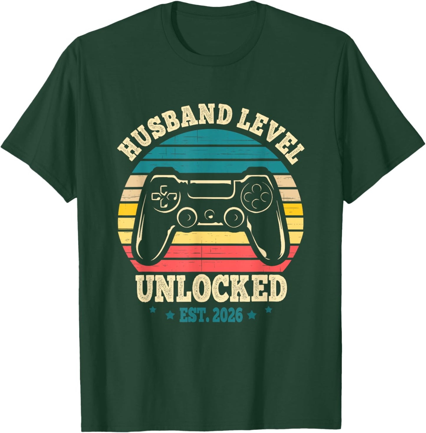 Leveling Up to Husband 2026 Leveled Up Junggesellenabschied Bräutigam T-Shirt - T-Shirt | Forest
