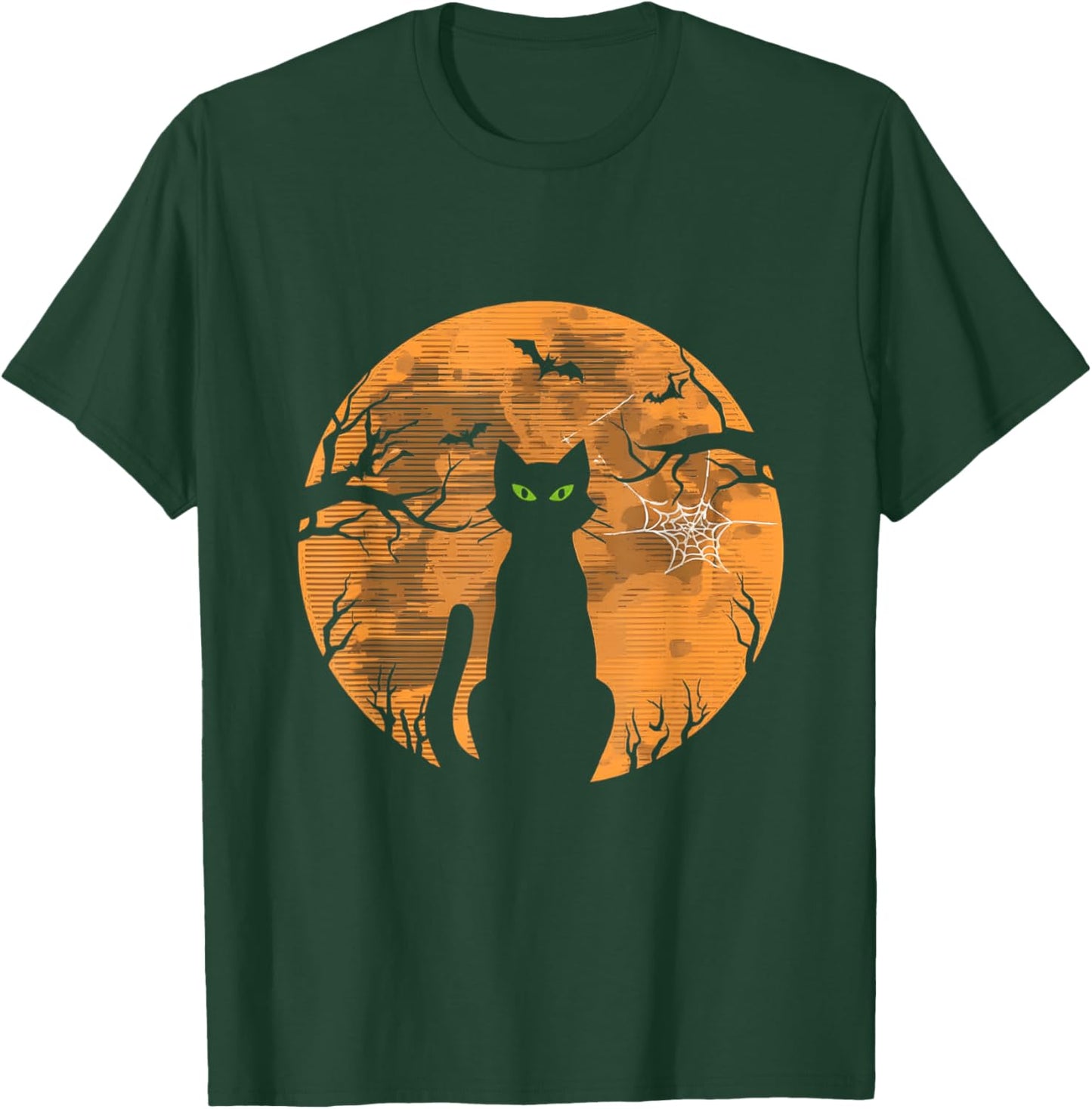Vintage Halloween Cat Retro Moon T-Shirt - T-Shirt | Forest