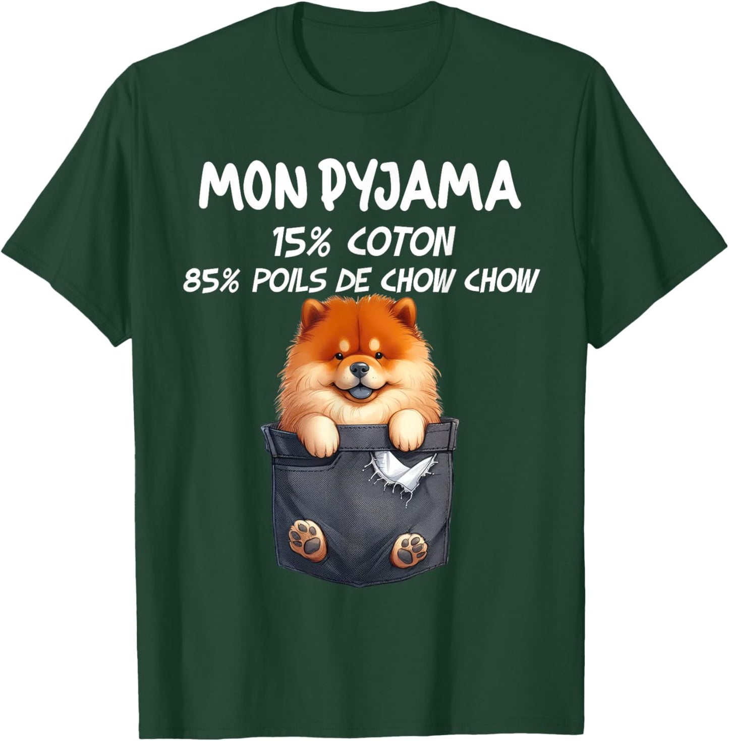 Chow Chow Dog Pocket Jeans Humour Men's Women's T-Shirt - T-Shirt | Forest