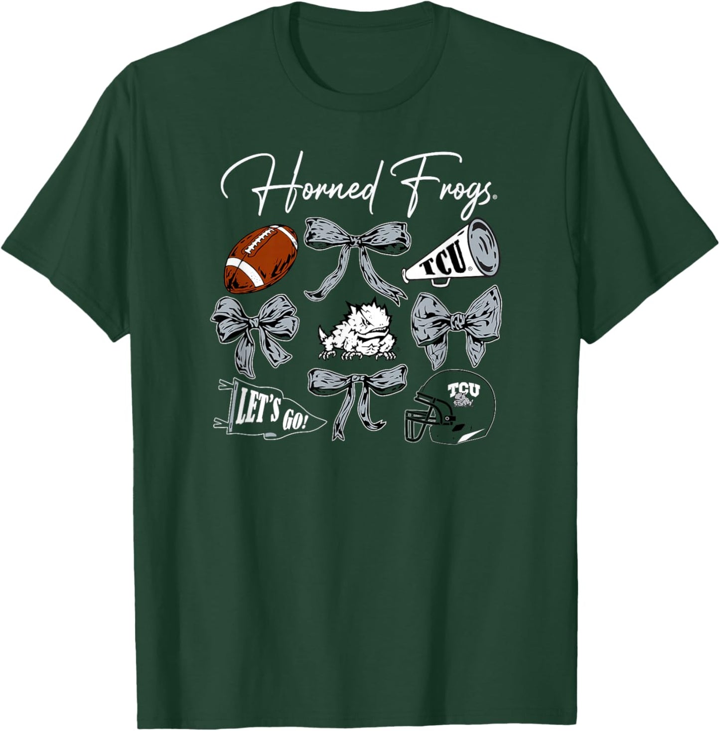 TCU Horned Frogs Football Bows Purple Officially Licensed T-Shirt - T-Shirt | Forest