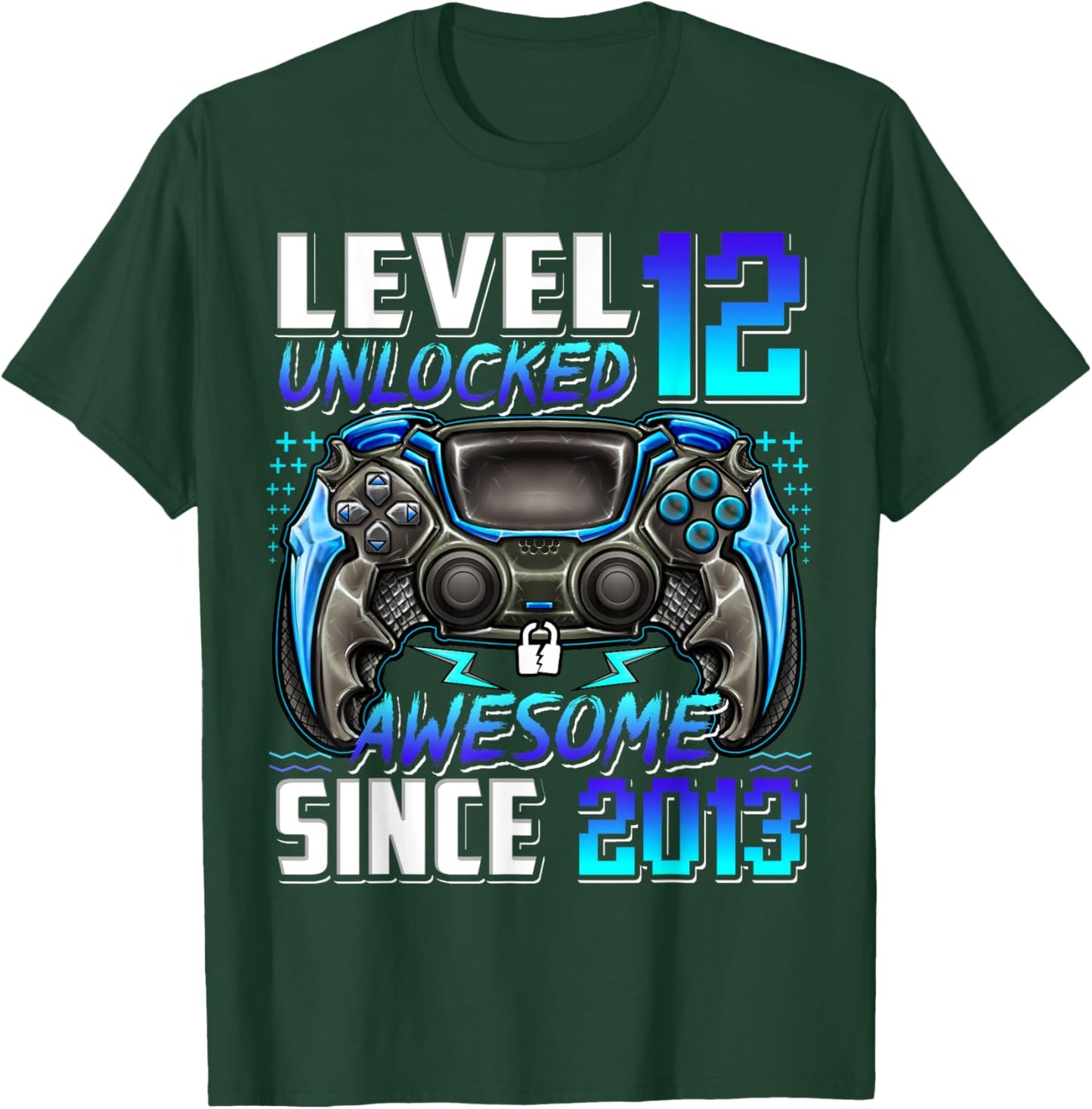 Level 12 Unlocked Awesome Since 2013 12th Birthday Gaming T-Shirt - T-Shirt | Forest