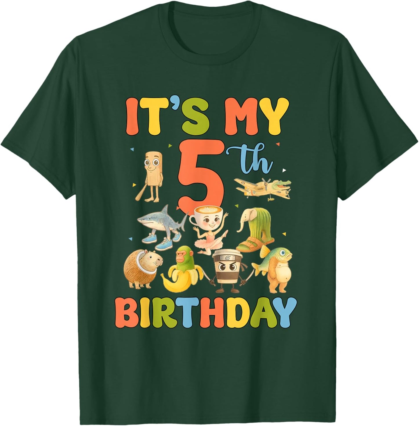 It's My 5th Birthday Boy Italian Brainrot Meme 5 Year Old T-Shirt - T-Shirt | Forest