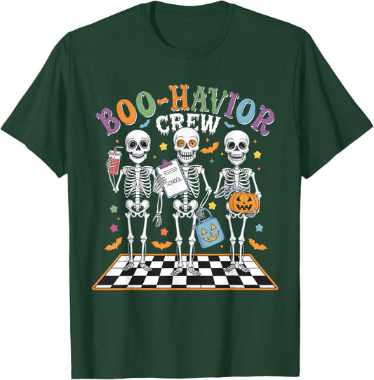 Boo-Havior Crew Behavior Analyst Skeletons Halloween ABA RBT T-Shirt - T-Shirt | Forest
