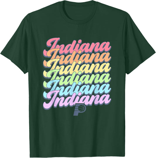 NBA Indiana Pacers Pastel Rainbow Pride Stack T-Shirt - T-Shirt | Forest
