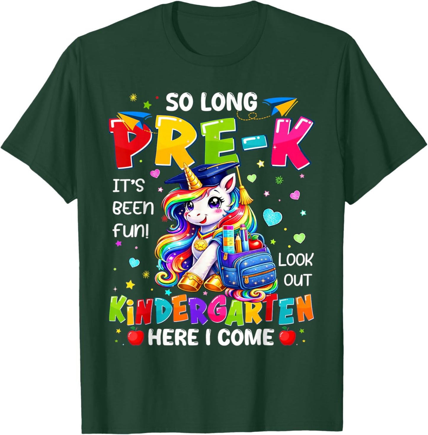 So Long Pre-K Kindergarten Here I Come Unicorn Graduation T-Shirt - T-Shirt | Forest