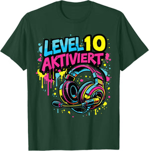 10. Geburtstag Jungen Video Gamer Level 10 Aktiviert Kids T-Shirt - T-Shirt | Forest