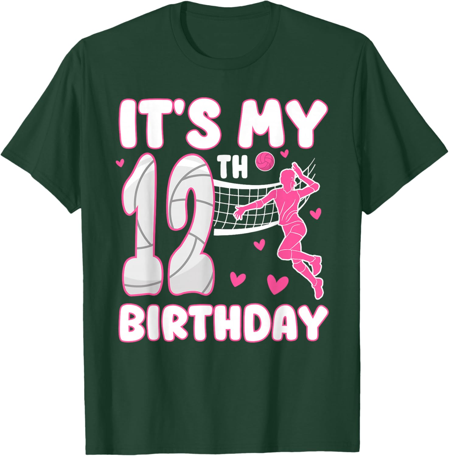 It's My 12th Birthday Girl Volleyball Theme 12 Years Old T-Shirt - T-Shirt | Forest
