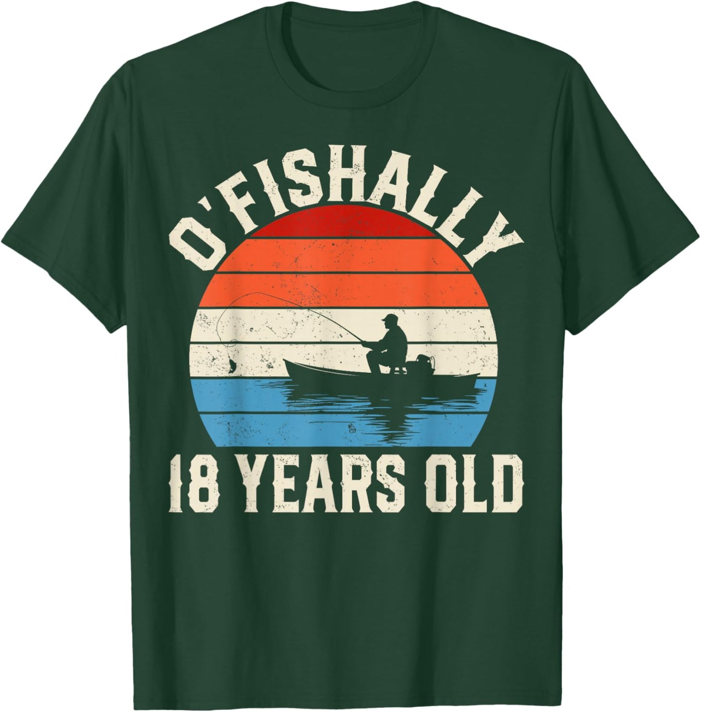 Ofishally 18 Years Old Fishing Fisherman 18th Birthday Party T-Shirt - T-Shirt | Forest