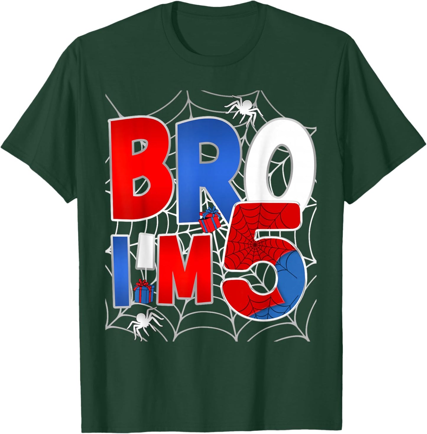 Bro I’m 5 Year Old Boy Kids Funny 5th Spider Birthday Party T-Shirt - T-Shirt | Forest