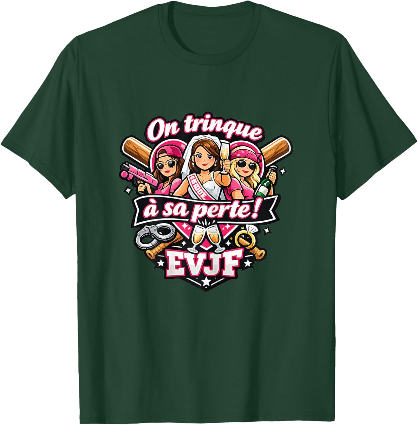 EVJF Femme Future Mariée Mariage Humour Original on trinque T-Shirt - T-Shirt | Forest