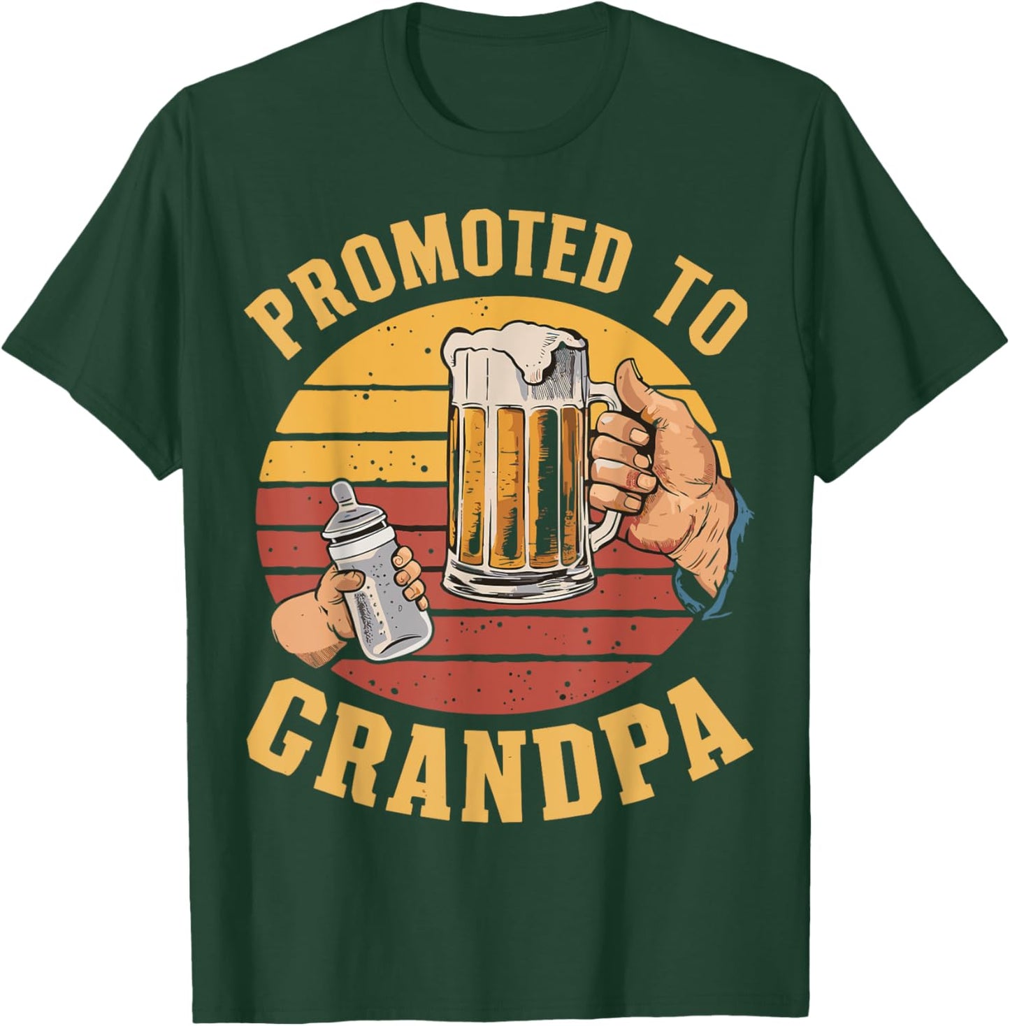 Promoted to Grandpa - Retro Grandparents Baby Announcement T-Shirt - T-Shirt | Forest