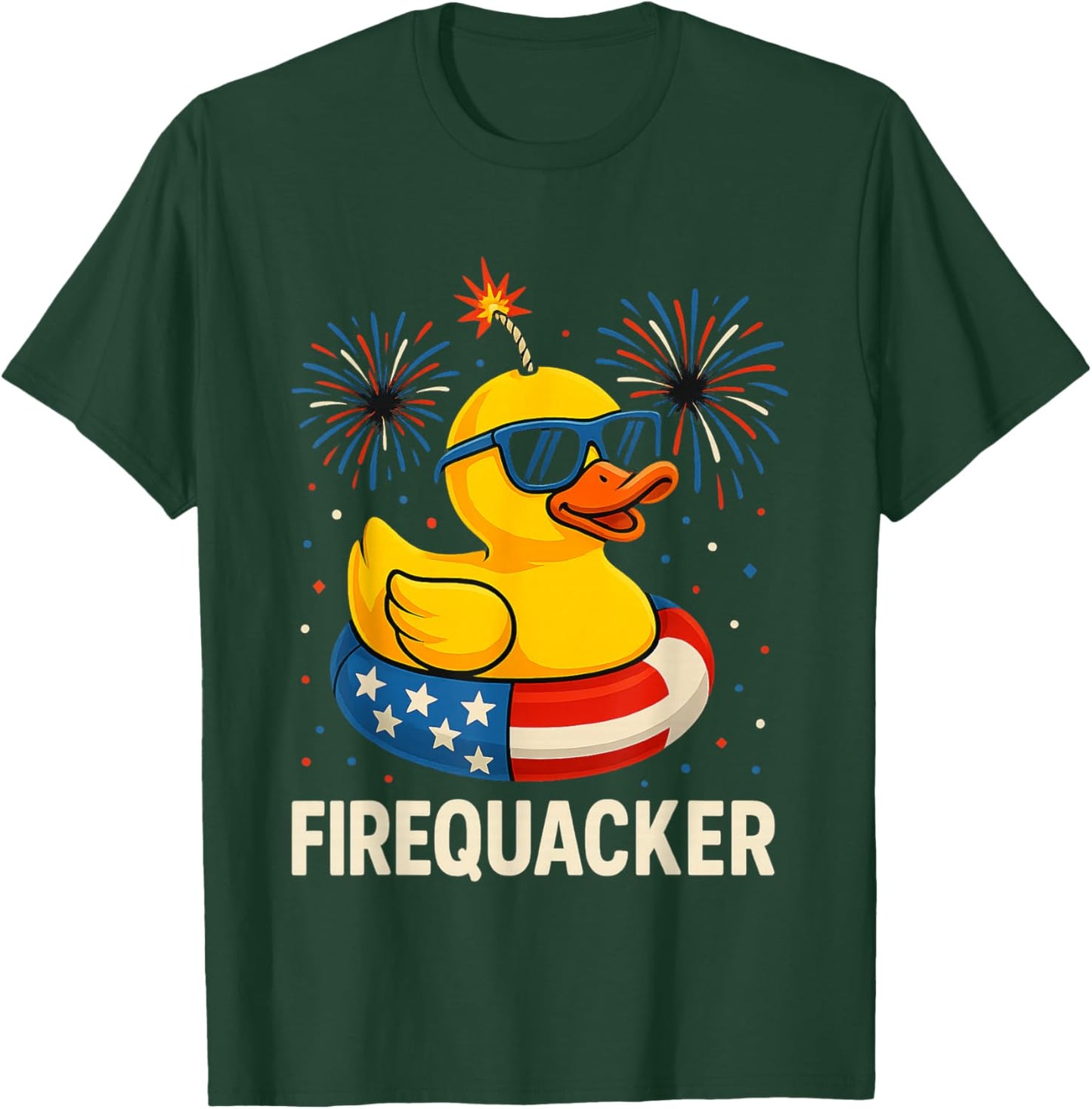4th of July Duck Firequacker Patriotic Fourth of July Funny T-Shirt - T-Shirt | Forest