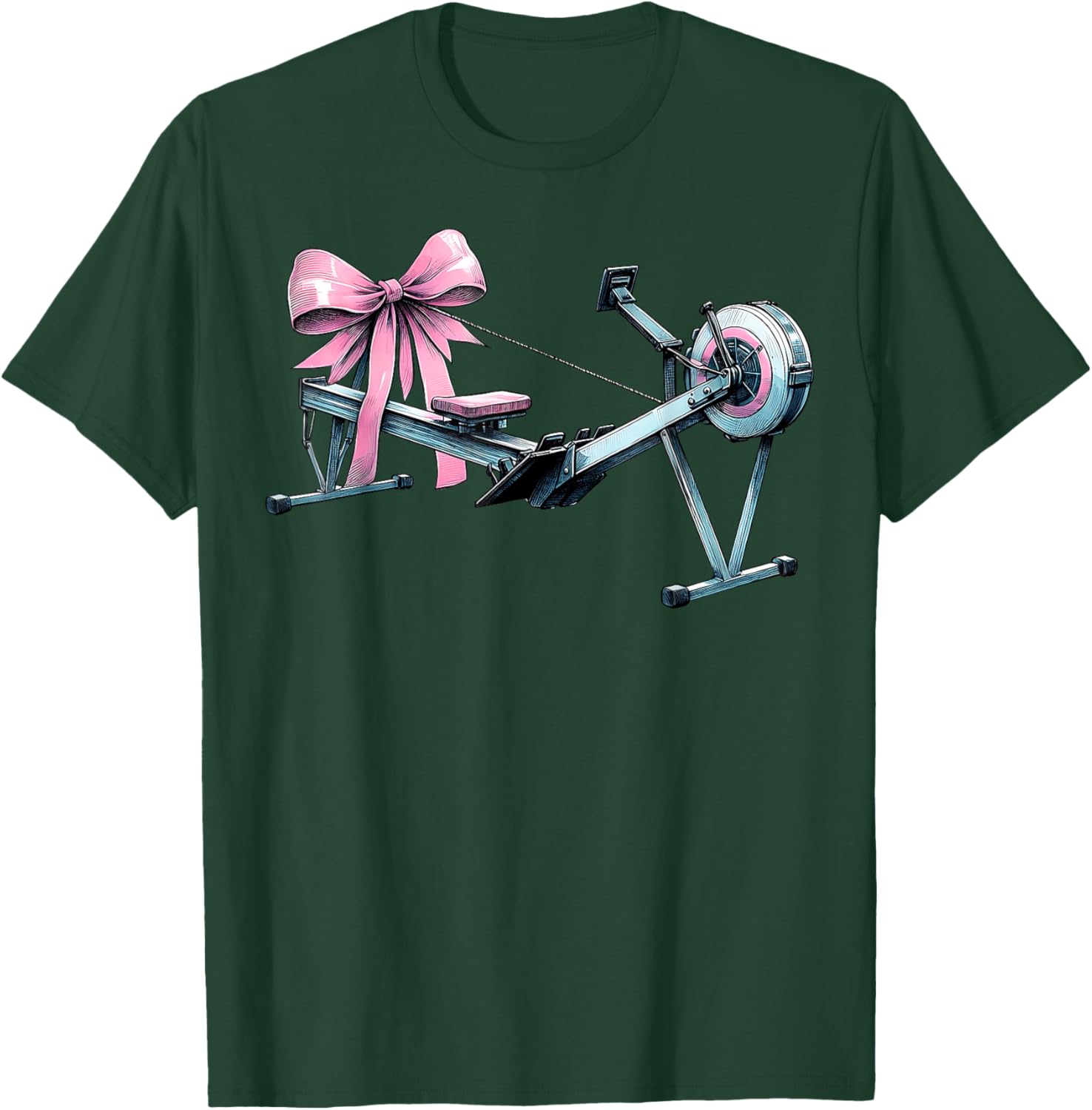 Coquette Bow Rowing Machine Rowing Workout Girl Mom Pink T-Shirt - T-Shirt | Forest