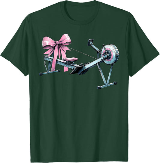 Coquette Bow Rowing Machine Rowing Workout Girl Mom Pink T-Shirt - T-Shirt | Forest