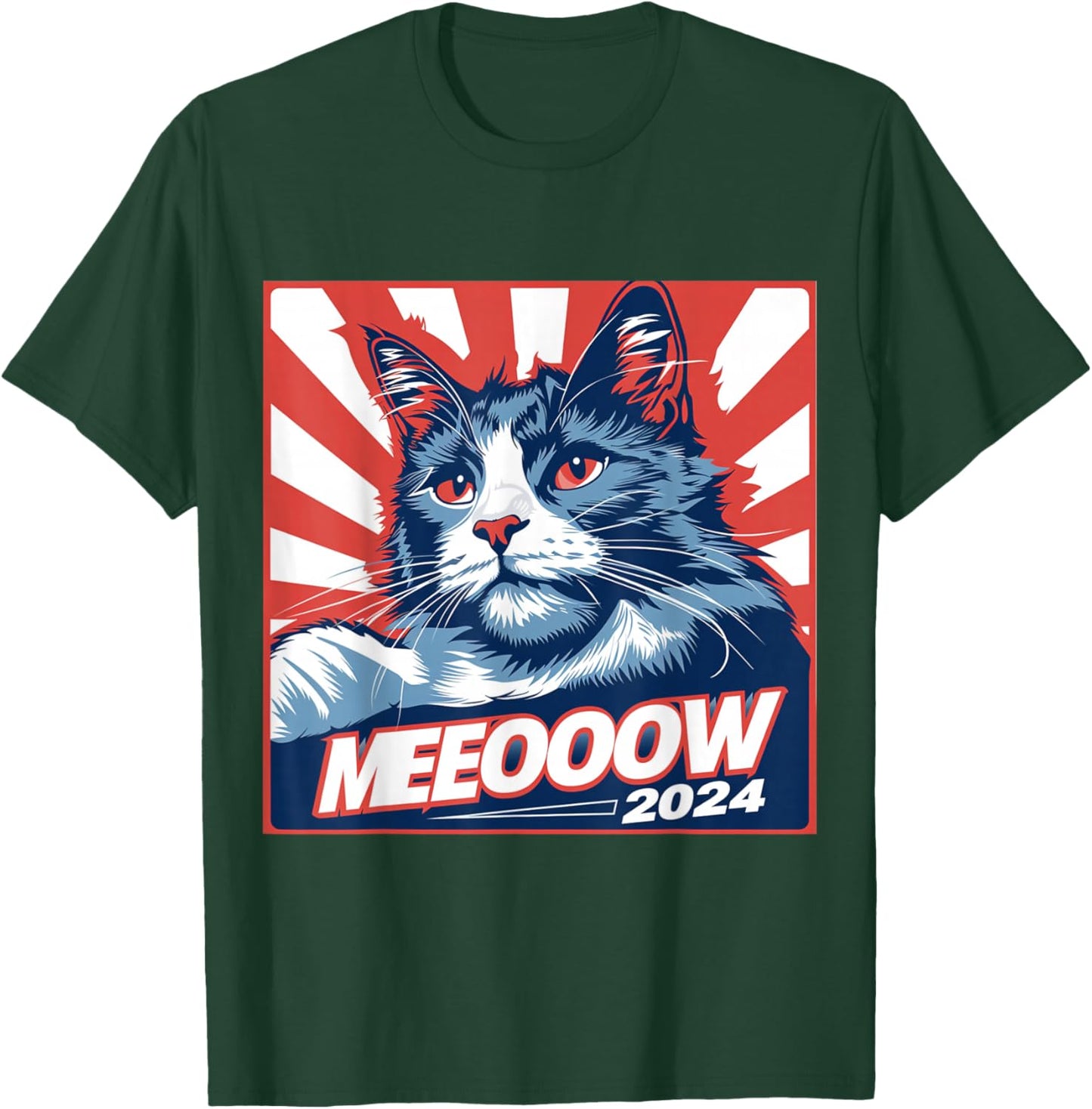 Meow 2024 Funny Kamala Harris Election Cat Lady Crazy Kitty T-Shirt - T-Shirt | Forest