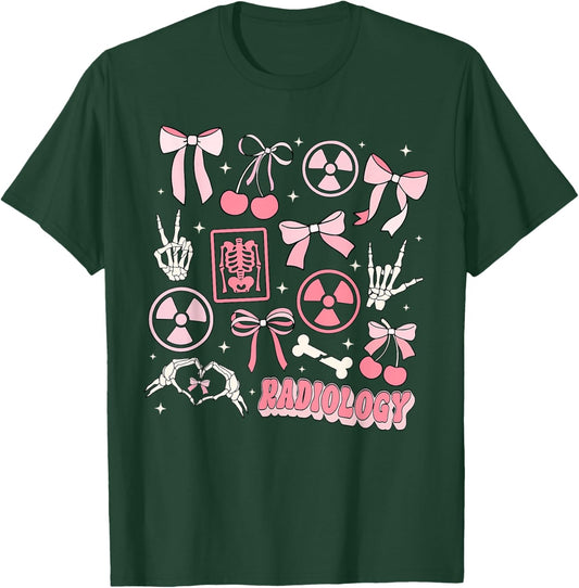 Retro Radiology Coquette Bow X-ray Radiologic Technologist T-Shirt - T-Shirt | Forest