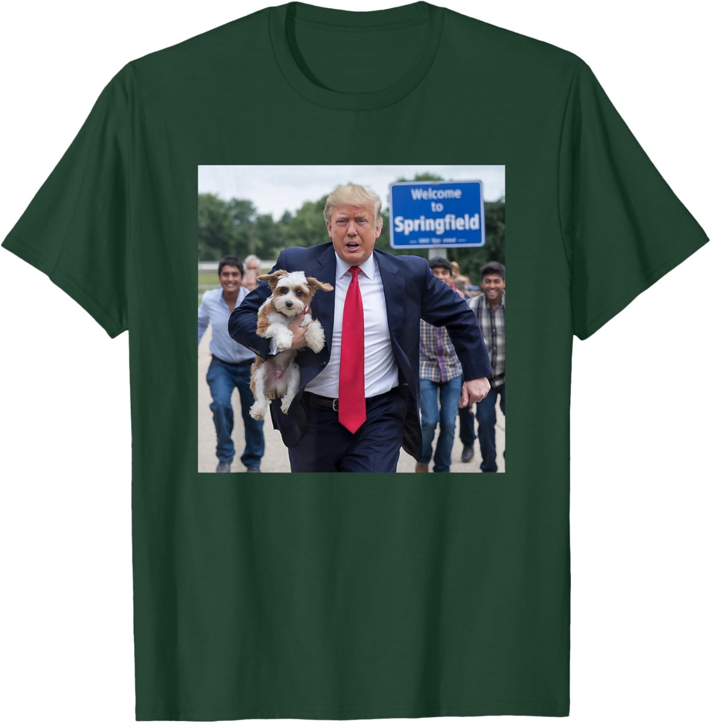 Trump Saving A Dog Funny Political Humor Photo Men Women T-Shirt - T-Shirt | Forest