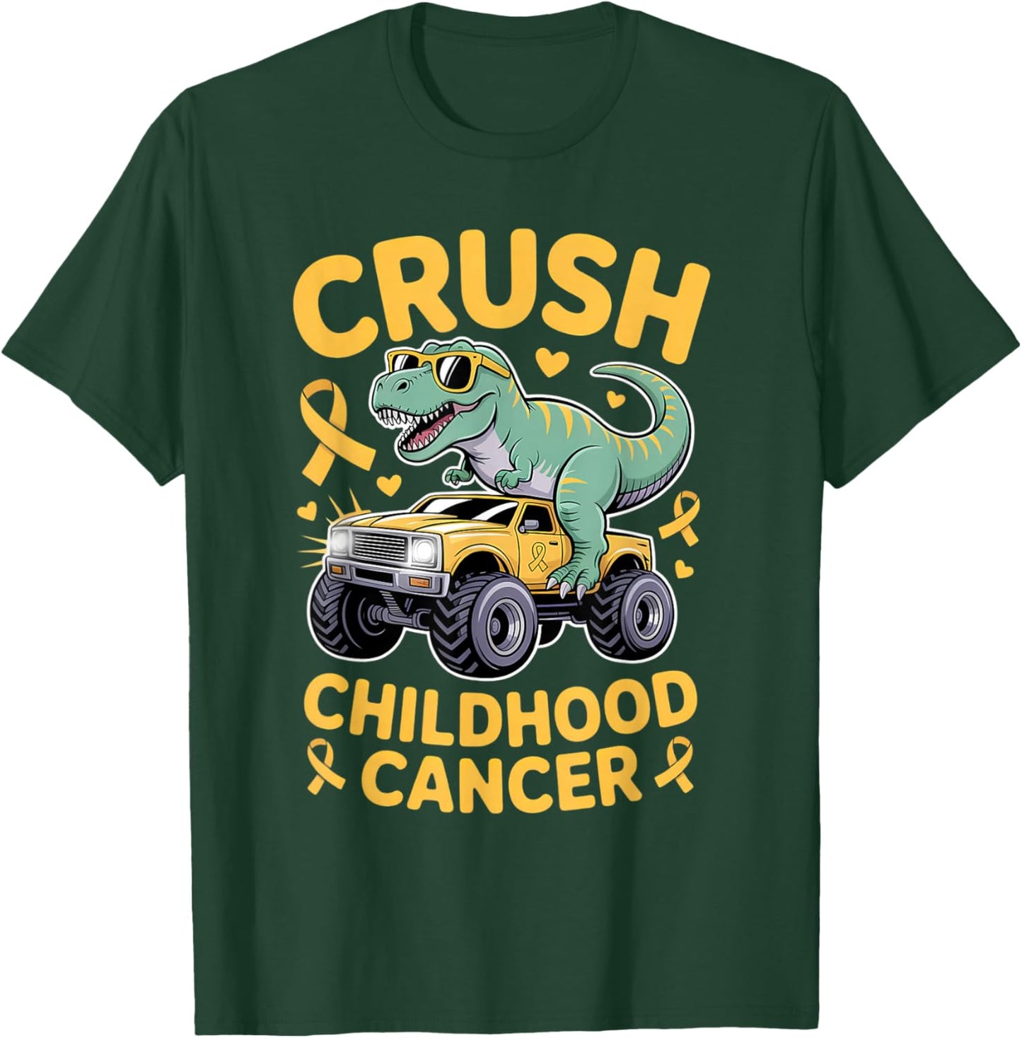 Crush Childhood Cancer Awareness Gold Ribbon Kids Toddlers T-Shirt - T-Shirt | Forest