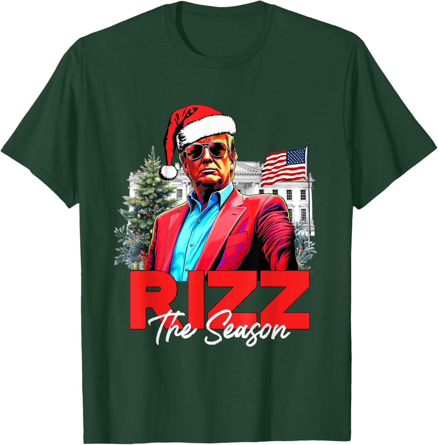 Funny Christmas Rizzmas Santa Xmas Rizz The Season Trump T-Shirt - T-Shirt | Forest