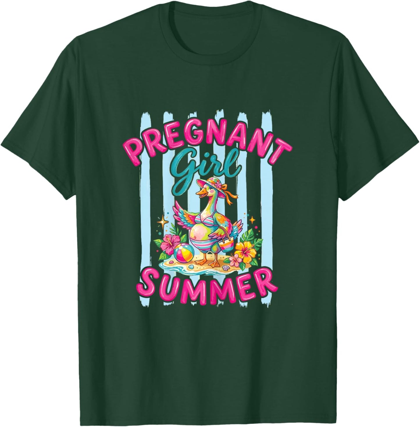 Pregnant Girl Summer Funny Goose Baby Announcement Mom T-Shirt - T-Shirt | Forest